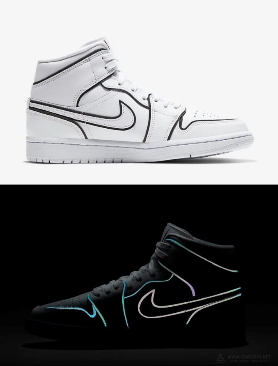 Airjordan 1 Mid Iridescent White