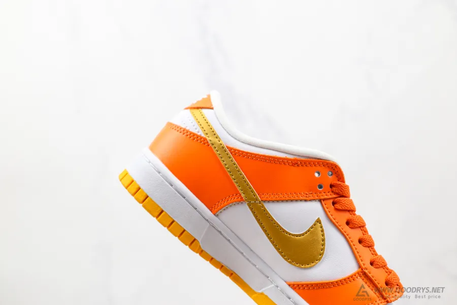 Nike Dunk Low White/Orange Blaze-Gold 