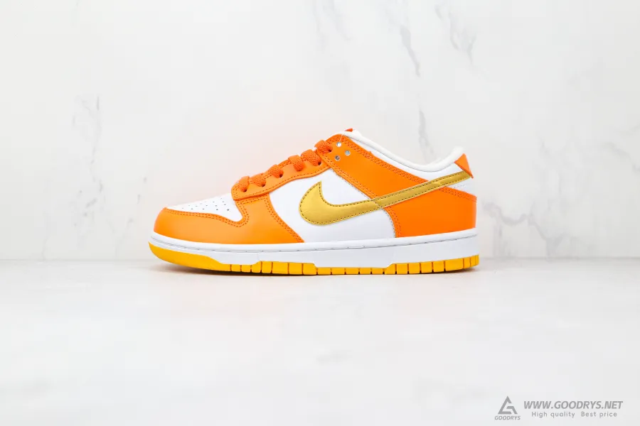 Nike Dunk Low White/Orange Blaze-Gold 