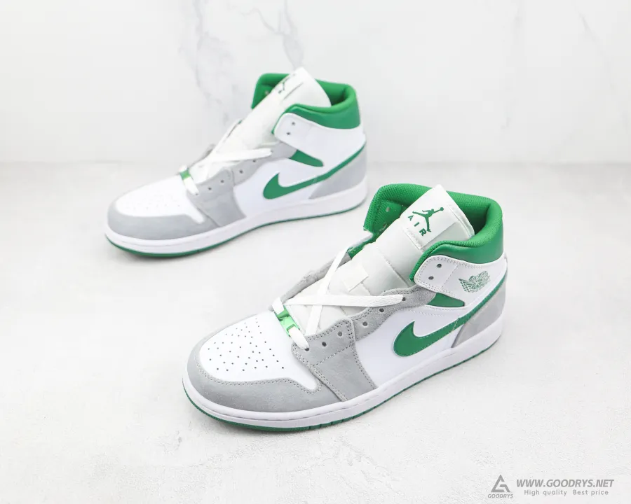 Air Jordan 1 Mid Se Grey Pine Green 