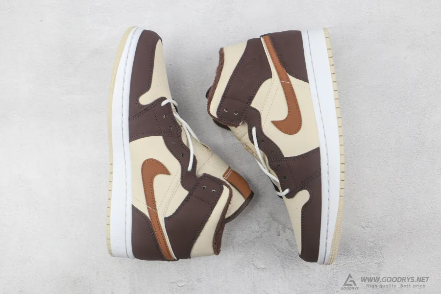 Wmns Air Jordan 1 Mid Se Cream Dark Chocolate 