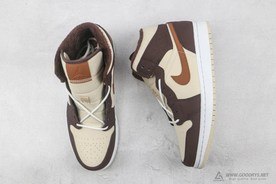 Wmns Air Jordan 1 Mid Se Cream Dark Chocolate 